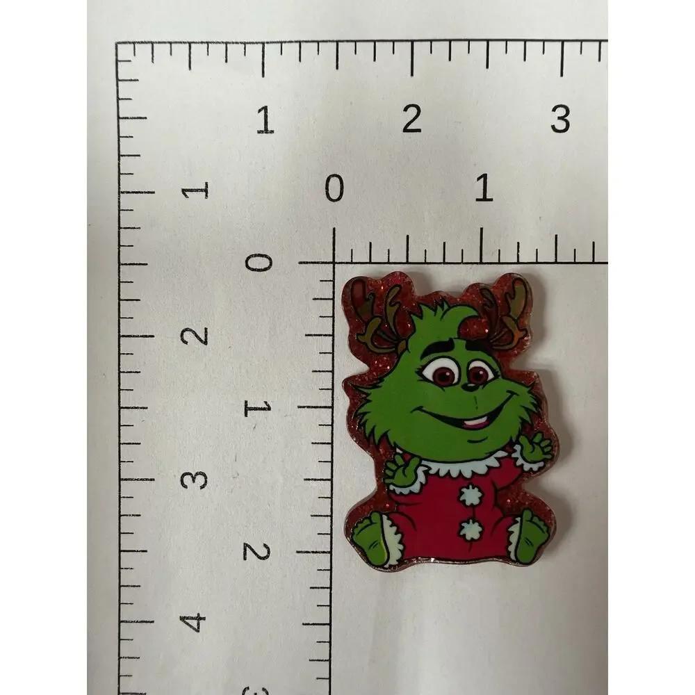 3 Pc Baby Reindeer Grinch Acrylic Flatbacks
